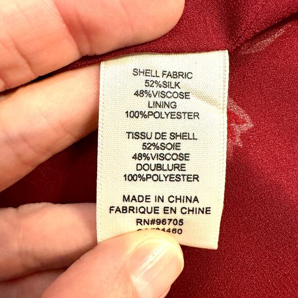 Rebecca Taylor Paintbrush Floral Silk Blend Dress Cabernet Combo - Picture 6 of 11